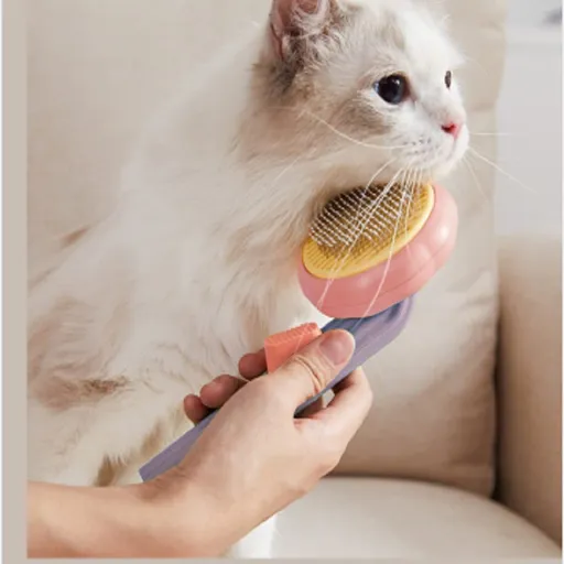 Cat Brush with Release Button, Pet Grooming Brushes for indoor Cats Shedding, pet comb for Long or Short Haired Cats, pumpkin cat