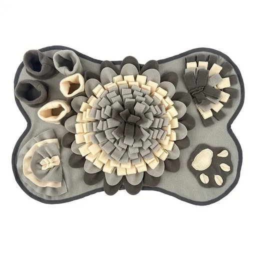 Interactive Dog Snuffle Mat for Slow Feeding, Mental Stimulation, and Foraging Training, Durable and Washable Puzzle Mat for All Breeds (Gray)