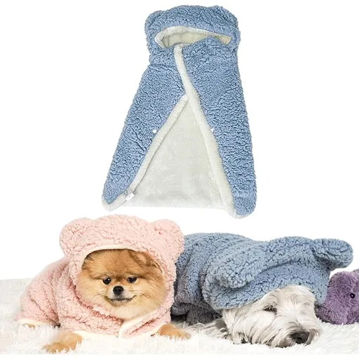 Dog Cape Blanket, Adjustable Pet Cape with Snap Buttons and Hood, Soft Flannel Warm Blanket for Small to Large Dogs for Indoor and Outdoor Use