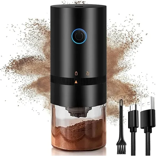 Portable USB Coffee Grinder for Espresso Automatic Grinding Travel Home and Camping, Black