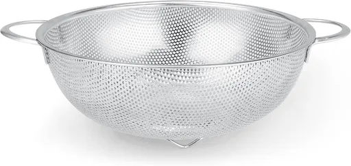 Colander Stainless Steel 3-Quart, Metal Strainer with Base, Strainer for Kitchen Food, Dishwasher Safe