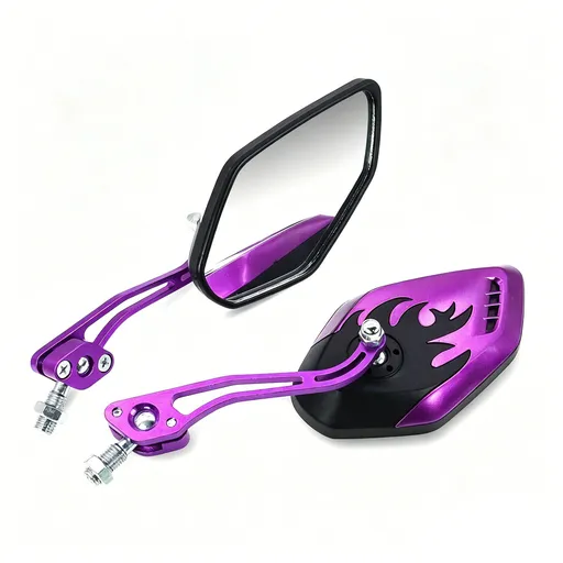 1 Pair Motorcycle Bicycle Rearview Mirror With Mount, Purple