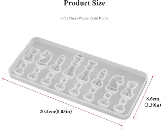 2Pcs Silicone Mold Set for DIY Chess or International Chess Piece Making Epoxy Resin Casting Mold for DIY Jewelry Crystal Crafts
