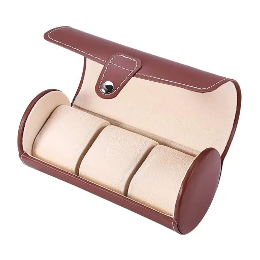 Watch Travel Case for Men, 3 Slots Vegan Leather Watch Display Case Storage Organizer Box for Luxury Watches Bracelets