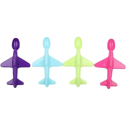 Small Airplane Shape Children's Spoon, 4 Pcs Airplane Spoon Set, PP Material Spoon Eco Friendly Kitchen Tableware for Kids, Home, and Travel