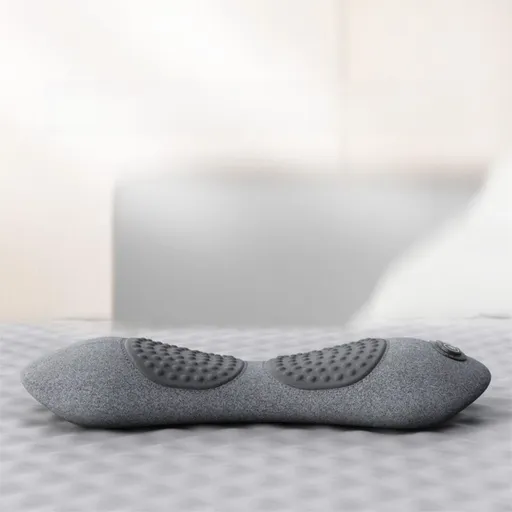 Light Grey 3-in-1 Heated Back Stretcher with Vibration Massage & Traction Lift — Memory Foam Lumbar Support Cushion for Home Therapy and Pain Relief