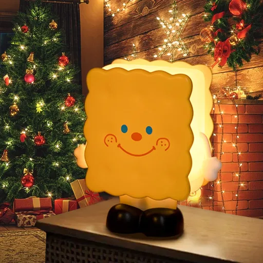 Night Light for Kids Cute Cookie Shape Bedside Nightlight Lamp USB Rechargeable Night Lamp Adjustable Brightness for Toddler