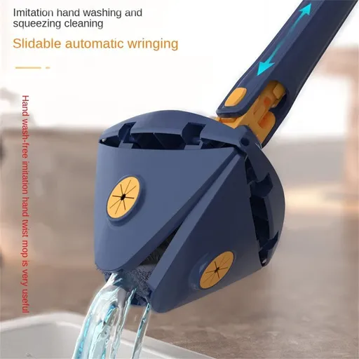 360° Rotating Triangular Floor Mop Auto-Squeeze System 108 to 130 cm Blue