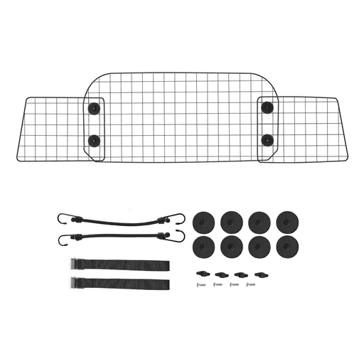 Dog Car Barrier, 96.5-168.5cm Adjustable Car Divider for Trunk Cargo Area, Universal-Fit Back Seat Heavy-Duty Wire Mesh Dogs Separator Guard Net, Vehicle Pet Barrier for Sedans, Trucks and SUVs