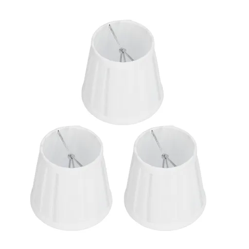 3PCS Cloth Lampshade E14 Clip On Fabric Lamp Cover for Chandelier Wall Lamp Office Home Decor(White )
