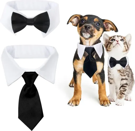 - Animal Costume Set - Luxury Tie and Bow Tie for Animals - Suitable for Dachshunds to Border Collies - Adjustable - Tie for Dog - Cat Clothing - Bow Tie for Dog - Dog Bow Tie - Dog Toy - Christmas Dog Bow Tie - Christmas Rug - Gift