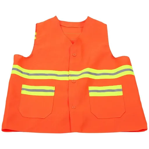 High Visibility Orange Safety Vest with Reflective Strips, Workwear for Construction, Road, Outdoor, and Industrial Use