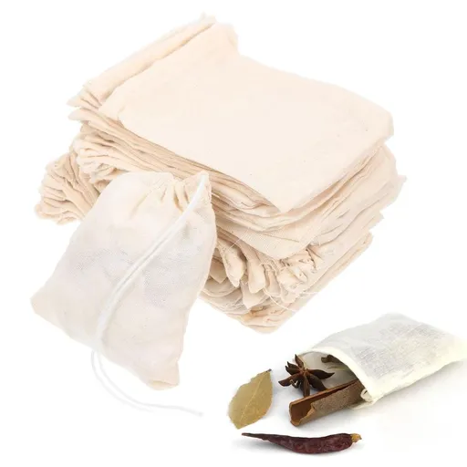36Pcs Muslin Bags With Drawstring, 3 x 4 Reusable Coffee Tea Brew Bags for Cooking Soup, Herb, Loose Leaf Tea Spice Bags, Natural Cotton Cheese Cloth Bag for Straining