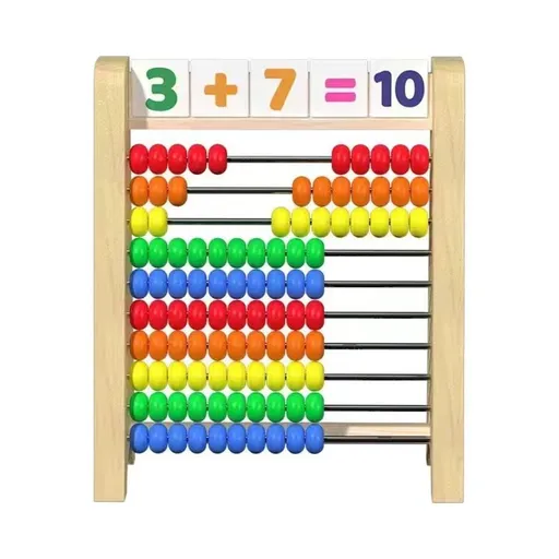 10 Row Wooden Abacus Counting Frame with 1-100 Number Cards, Math Teaching Tool for Addition and Subtraction, Early Learning Educational Supplies for Home and Classroom