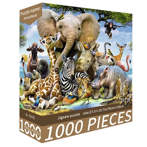 (2 PCS) 1000-Piece Animal World Jigsaw Puzzle - High Difficulty Stress-Relief Toy