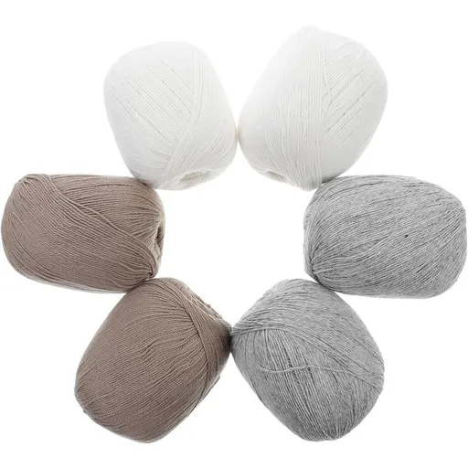 Knitting Yarn Soft Wool Yarn 6 Balls Assorted Color White Gray Beige Cozy Texture