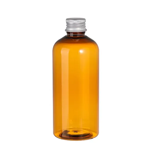 20pcs Brown Transparent Cosmetic Bottles with Aluminum Lids for Packaging - Brown-300ml