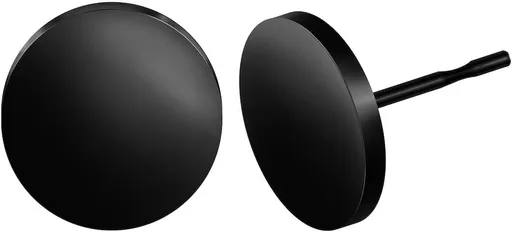 Stainless Steel Stud Earrings Flat Circle Dot Earrings Fake Plugs Black Stud Piercing Post Earrings Fake Gauges for Men (2-10mm, Black, 1-3 pairs)