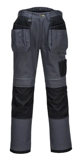 Tradies Cargo Pants Holster Work Trousers Pants w Free Kneepads Workwear Safety - Grey/Black