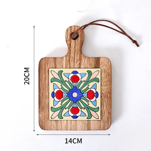 vintage trivet, wooden trivet, tile inlay trivet, heat resistant trivet, kitchen decor, hot pot pad, insulated trivet, Australian kitchen accessories, bench top protector, gift idea - Camel - Size 2