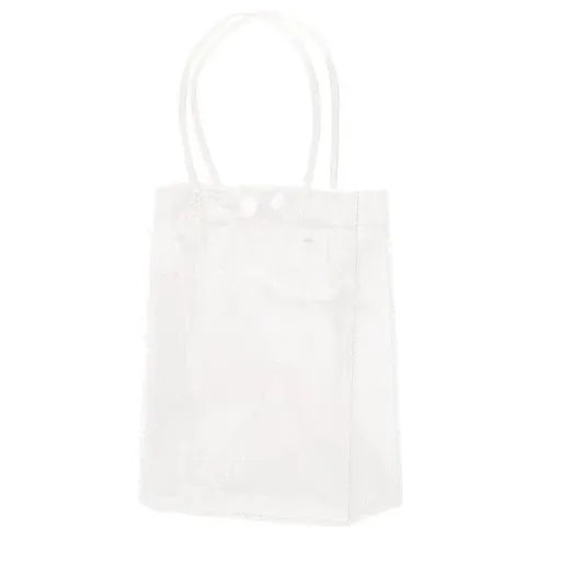 100x PVC Transparent Gift Tote Bag with Snap Button for Packaging - 20*16*8cm