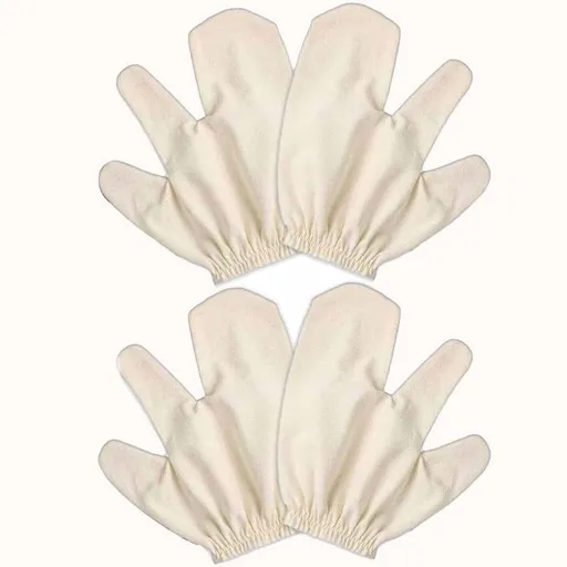 Raw Silk Dry Brushing Gloves, Raw Silk Gloves Dry Brushing, 2 Finger Design Glove Massage (4PCS)