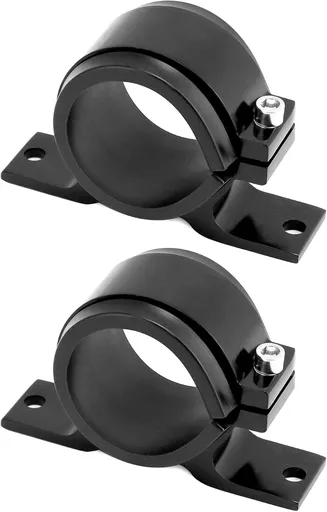 Fuel Pump Clamp Holder, 2 Pack 50mm Fuel Filter Mounting Bracket, Premium Aluminum Alloy Oil/Fuel Pump Mounting Bracket, Secure Filter Clamp Cradle, Sleek Black Design