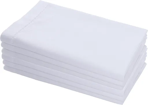 AMOUR INFINI Hemstitched-Flax Linen Cotton -White Napkins Set of 6 - Soft Dinner Napkins with Hemmed Edges, Hotel Quality 20 x 20 Inch for Home Dining, Table Decor