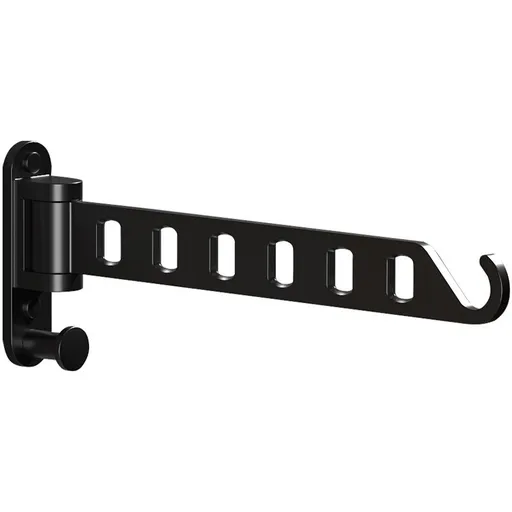Mounted Clothes Hanger Rack with Swing Arm, Laundry Room Clothes Hanger Wall Mounted, Clothes Drying Rack with 6 Holes(Black)