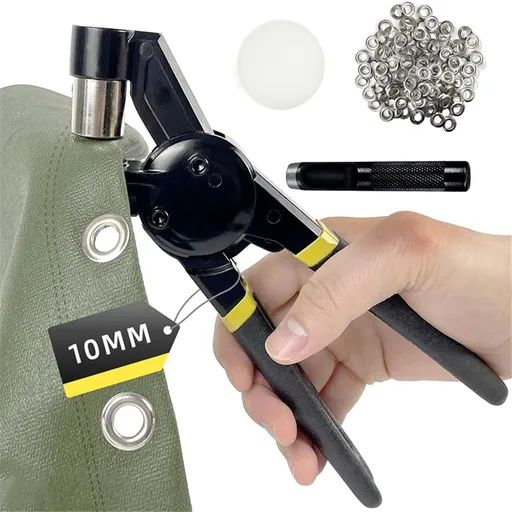 Heavy Duty Grommet Tool Kit Die and 300 Sets of 10MM Grommets,Handheld Manual Eyelet Tool Rivet Press Punch Pliers for Leather Canvas Fabric