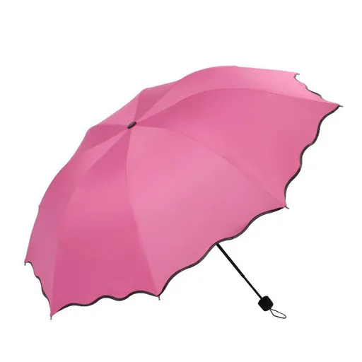 Travel Foldable compact Umbrellas Sun rain Umbrellas parasol with Water blomssom blooming material （pink）