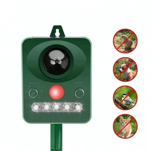 Ultrasonic Animal Repeller. Solar Animal Repellent. with Flashing LED Light and Alarm to expel Cats, Dogs, Squirrels, Deer, Raccoons
