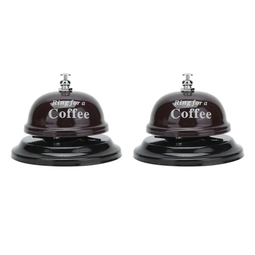 2Pcs Service Bell Exquisite Clear Sound Classic Shape Polishing Glossy Nonslip Base Call Bell for Hotel Restaurant HomeCoffee