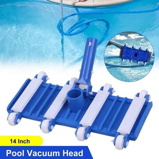 14" Weighted Pool Vacuum with Wheels and Side Brush, Blue