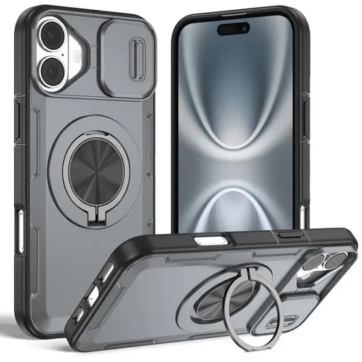 2-in-1 Magnetic Sliding Lens Case, Grey for iPhone 17