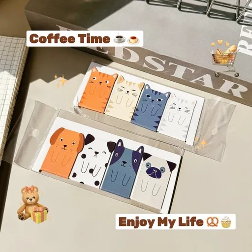 Bookmarks - Cute Magnetic Bookmarks - 8-Pack - Cute Cartoon Cats and Dogs Designs - Easy to Read - Cool School Supplies and Reading Gift (4 Cats + 4 Dogs)