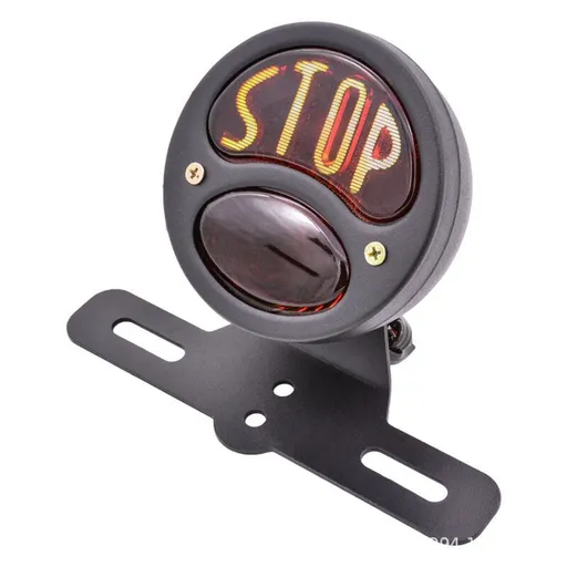 DC12V Vintage Tail Light Brake Stop Light with License Plate Bracket Universal for Yamaha Motorcycle, ABS + Metal material
