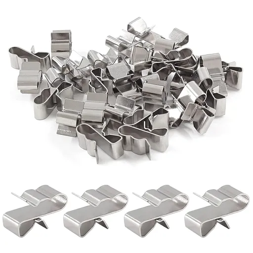 Biaungdo 30 Pcs Trailer Frame Wire Clips, Stainless Steel Metal Solar Panel Wire Clip 22.5 mm/ 0.89 Inch Double Wire Clamps Wire Rope Clips for PV Wiring Boat Cable, Boat Trailer