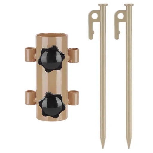 Tent Rod Holder with 30cm Tent Peg Steel Canopy Pole Fixing Stand Camping - Khaki