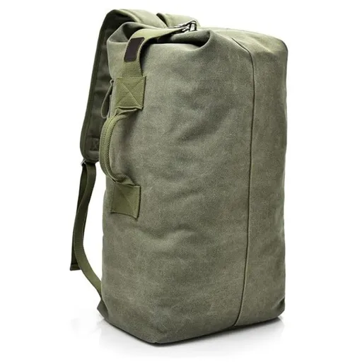 Canvas Backpack Large Capacity Rucksack Rugged Retro Daypack for Travel and Hiking Army Green