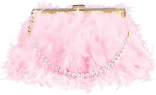 Feather Clutch Purses for Women, Evening Bags Furry Purse with 2 Chains Wedding Bride Fringe Glossy Designer Pink