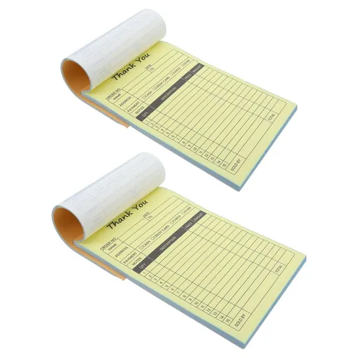 2- Invoice Receipt Books with Carbon Copy for Small Business, Retail, and Restaurant Use - White