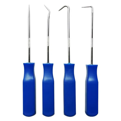 4PCS O-Ring 90 Degree Hook 142mm, Oil Seal Gasket Precision Screwdriver Puller Remover Removal Tool, Blue
