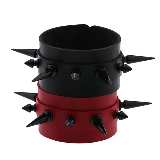 2-Pack Adjustable Punk Bracelets with Spiked , Stylish Wristbands for Men and Women 22x4cm Assorted Color