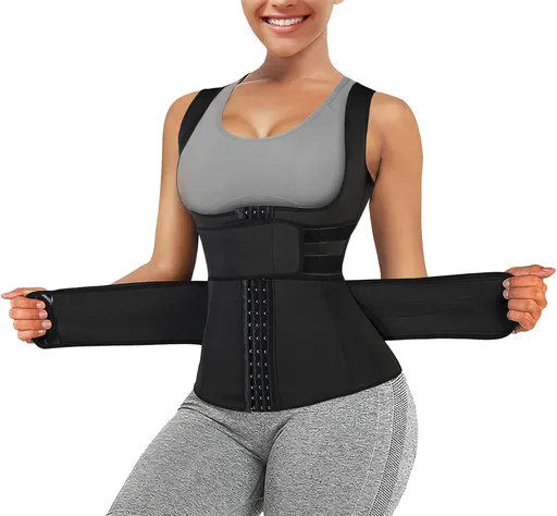 Women's Waist Trainer Vest Corset Belt with -Layer Compression, Steel Bones, U-Shape Design for Abdominal Support, Back Support, Posture Improvement, Hourglass Figure Sculpting