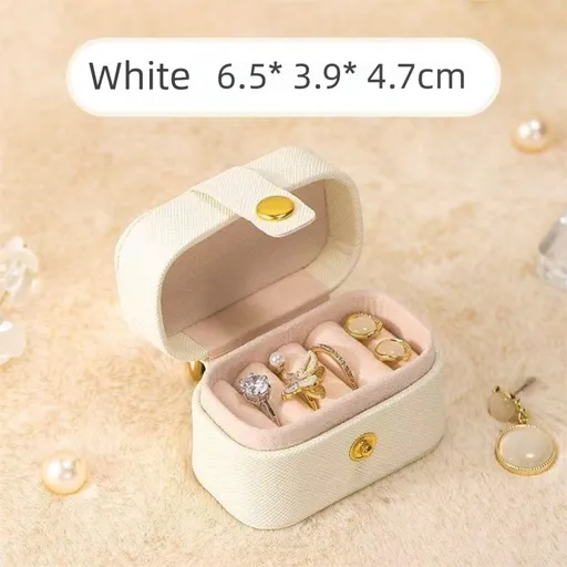 White Waterproof PU Leather Jewelry Travel Case, Portable Mini Jewelry Organizer Box for Rings Earrings Necklaces