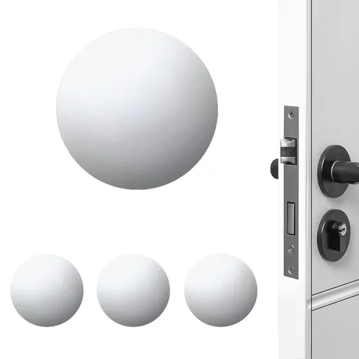 4Pack Door Stoppers Wall Protector Buffer Guard Doorknob Door Handle Bumper Self Adhesive Silencer Soft Rubber Crash Pad for Home Office - White circle - Size 4 Pack