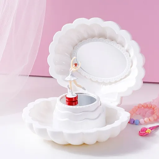 Creative Gift Ornament, BY888 Shell Music Box - White