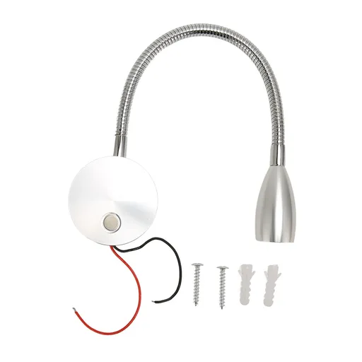 LED RV Gooseneck Bed Light with USB Port Type C Port Touch Control DC12‑24V Soft Light RV Bedside Reading Lamp for Camper Van Boat Silver