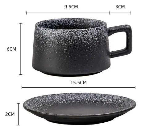 Vintage Ceramic Coffee Cup and Saucer Set - Elegant Afternoon Tea Set(Snow)